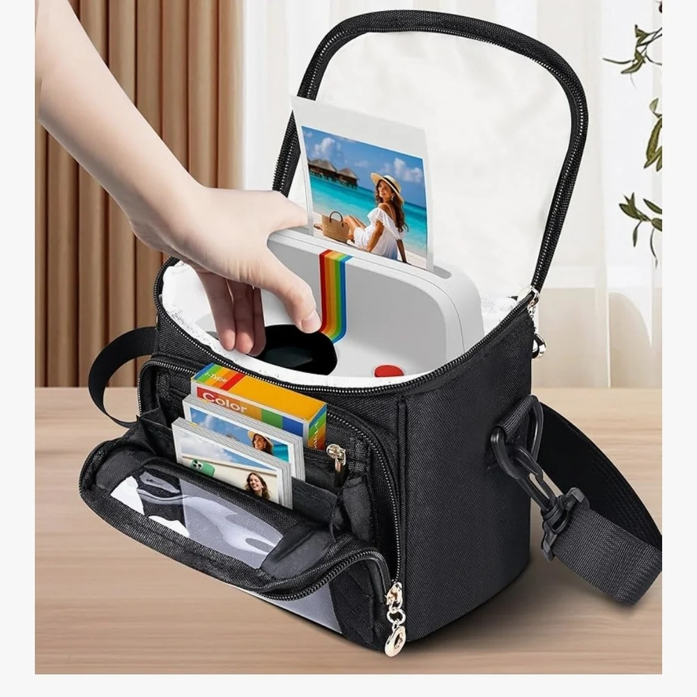 Black Camera Bag with Rainbow Detail